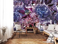 Флізелінові фотошпалери 416x254 см Фіолетові квіти (13530VEXXXL) +клей