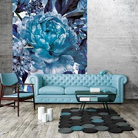 Флізелінові фото шпалери кохання 206x275 см Сині квіти (13531VEA)+клей - вид 6 мініатюра