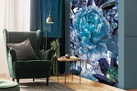 Флизелиновые фото обои про любовь 184x254 см Синие цветы (13531V4A)+клей