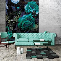 Флизелиновые фото обои красивые 184x254 см Винтажные цветы в синих тонах (13532V4A)+клей - вид 7 миниатюра