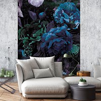 Флизелиновые фото обои пионы 184x254 см Винтажные цветы в темно-синих тонах (13533V4A)+клей - вид 5 миниатюра
