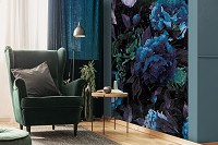 Флизелиновые фото обои пионы 184x254 см Винтажные цветы в темно-синих тонах (13533V4A)+клей - вид 6 миниатюра