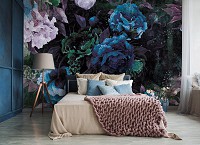 Флизелиновые фотообои 368x254 см Винтажные цветы в темно-синих тонах (13533V8) +клей