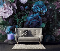 Флизелиновые фотообои 416x254 см Винтажные цветы в темно-синих тонах (13533VEXXXL) +клей