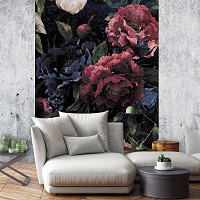 Флизелиновые фото обои листья в интерьере 184x254 см Цветы Винтаж (13534V4A)+клей