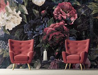 Флизелиновые фото обои цветок на черном фоне 368x254 см Винтаж (13534V8)+клей