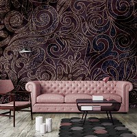 Флизелиновые фотообои искусство 312x219 см Темно бордовый орнамент (13535VEXXL) +клей