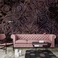 Флизелиновые фотообои геометрический узор Темно бордовый орнамент (13535V)+клей