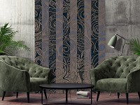 Флизелиновые коричневые фотообои 206x275 см Полосатый орнамент золото (13536VEA)+клей - вид 7 миниатюра