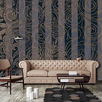 Флизелиновые фотообои геометрический узор 312x219 см Полосатый орнамент золото (13536VEXXL) +клей