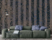 Флизелиновые фотообои искусство 254x184 см Полосатый орнамент золото (13536V4)+клей