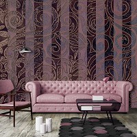 Искусство флизелиновые фотообои 416x254 см Бордовый полосатый орнамент (13537VEXXXL) +клей