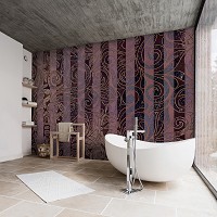 Флизелиновые фотообои 416x290 см Бордовый полосатый орнамент (13537VEXXXXL) +клей