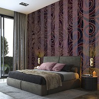 Флізелінові фотошпалери візерунки Бордовий смугастий орнамент (13537V)+клей - вид 6 мініатюра