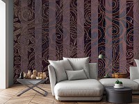Флизелиновые фотообои узоры Бордовый полосатый орнамент (13537V)+клей