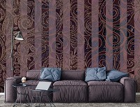 Флизелиновые фото обои искусство 254x184 см Бордовый полосатый орнамент (13537V4)+клей