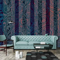 Флизелиновые фотообои в восточном стиле Орнамент в полоску (13538V)+клей