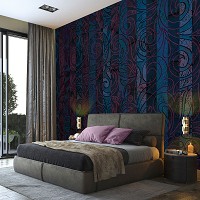 Флизелиновые фотообои геометрический узор Орнамент в темную полоску (13540V)+клей