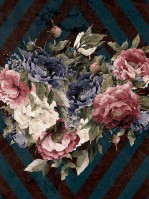 Флизелиновые фотообои 184 x 254 см Букет ярких цветов на темном фоне (13542V4A)+клей