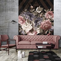 Флизелиновые фотообои любовь 184x254 см Букет цветов на темном фоне (13543V4A)+клей