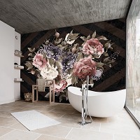 Флизелиновые фотообои 368x254 см Букет цветов на темном фоне (13543V8) +клей