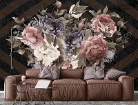 Флизелиновые фотообои 312x219 см Букет цветов на темном фоне (13543VEXXL) +клей