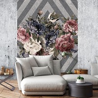 Флизелиновые фото обои 184x254 см Букет цветов на сером фоне (13544V4A)+клей - вид 6 миниатюра