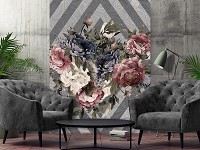 Флизелиновые фото обои 184x254 см Букет цветов на сером фоне (13544V4A)+клей