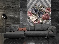 Флизелиновые фотообои для спальни 206x275 см Букет цветов на сером фоне (13544VEA)+клей