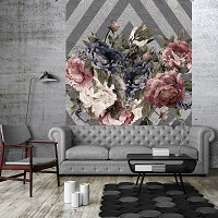 Флизелиновые фото обои 184x254 см Букет цветов на сером фоне (13544V4A)+клей - вид 8 миниатюра
