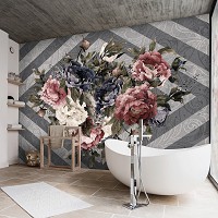 Флизелиновые фотообои 416x254 см Букет цветов на сером фоне (13544VEXXXL) +клей