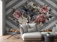 Флизелиновые фотообои 416x290 см Букет цветов на сером фоне (13544VEXXXXL) +клей