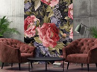 Флизелиновые фото обои ретро 184 x 254 см Цветы - Большие пионы и сирень (13545V4A)+клей - вид 6 миниатюра