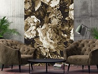 Флизелиновые фото обои 184x254 см Винтажные цветы в сепии (13547V4A)+клей