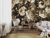 Флизелиновые фотообои в интерьере 312x219 см Винтажные цветы в сепии (13547VEXXL) +клей