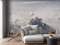 Винтажные флизелиновые фотообои 312x219 см Нарисованные облака на потрескавшейся стене (13548VEXXL) +клей