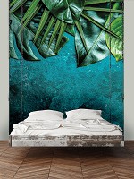 Флизелиновые фото обои 206 x 275 см Цветы - Листья на камне морского цвета (13551VEA)+клей - вид 8 миниатюра