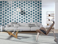 Флизелиновые фотообои геометрия соты 368x254 см Шестиугольники в холодных тонах (13553V8) +клей