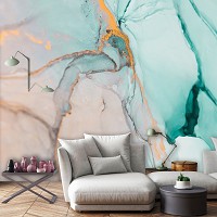 Искусство флизелиновые фотообои 460 x 300 см Современная акварельная структура Бирюзовый мрамор (13554V12)+клей