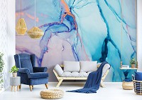 Флизелиновые фотообои фото 312 x 219 см Современная акварельная структура Голубой мрамор (13555VEXXL)+клей