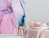 Фотообои флизелиновые 206 x 275 см Современная акварельная структура Розовый мрамор (13556VEA)+клей