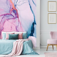 Фотообои флизелиновые 184 x 254 см Современная акварельная структура Розовый мрамор (13556V4A)+клей