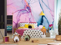 Флизелиновые фотообои для зала 416 x 254 см Современная акварельная структура Розовый мрамор (13556VEXXXL)+клей