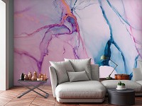 Красивые флизелиновые фотообои на кухню 368x254 см Современная акварельная структура Розовый мрамор (13556V8)+клей