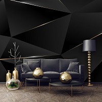 Флизелиновые фотообои в спальню Абстракция 312 x 219 см Геометрия - Черные треугольники (13557VEXXL)+клей