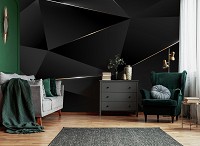 Флизелиновые фотообои в треугольники 416 x 290 см Геометрия - Черная абстракция (13557VEXXXXL)+клей