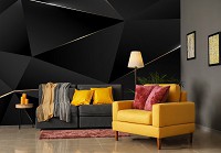 Красивые флизелиновые фотообои на кухню Абстракция 368 x 280 см Геометрия - Черные треугольники (13557V10)+клей