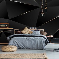 Флизелиновые фотообои в треугольник 460 x 300 см Геометрия - Черная абстракция (13557V12)+клей