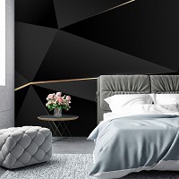 Флизелиновые фото обои с геометрией 254 x 184 см Абстракция - Черные треугольники (13557V4)+клей