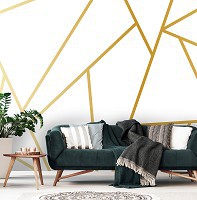 Флизелиновые фотообои Золотые геометрические линии (13558V)+клей